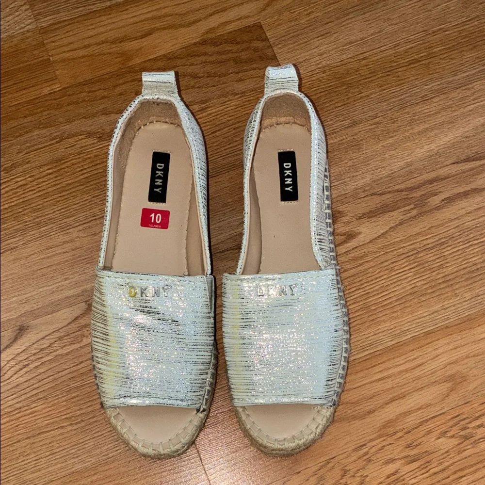 DKNY Shimmering Silver Espadrilles